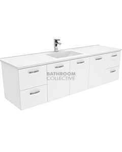 Fienza - Vanessa Wall Hung Vanity, Poly Marble Top, White Gloss 1800mm 1 Tap Hole