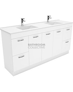Fienza - Vanessa Freestanding Vanity Double Bowl, Poly Marble Top, White Gloss 1800mm 1 Tap Hole