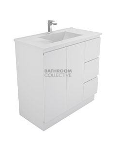 Fienza - Vanessa Freestanding Vanity Right Drawers, Poly Marble Top, Fingerpull White Gloss 900mm 1 Tap Hole
