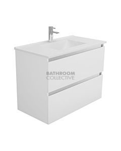 Fienza - Vanessa Quest Wall Hung Vanity, Poly Marble Top, White Gloss 900mm 1 Tap Hole