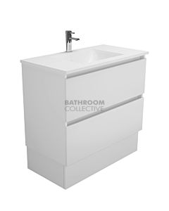 Fienza - Vanessa Quest Freestanding Vanity, Poly Marble Top, White Gloss 900mm 1 Tap Hole