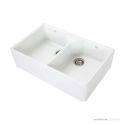 1901 800mm Fireclay Double Butler Sink, White, Stainless Steel Waste