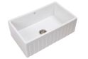 1901 Ribbleton 755mm Fireclay Butler Sink, White, Brushed Gold Waste