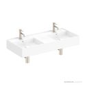 ADP Teorema 1010mm Ceramic Wall Mounted Basin, Double Bowl 1th, Gloss White