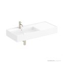 ADP Teorema 1010mm Ceramic Wall Mounted Basin, Left Hand Bowl 1th, Gloss White