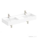ADP Teorema 1215mm Ceramic Wall Mounted Basin, Double Bowl 1th, Gloss White
