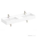 ADP Teorema 1415mm Ceramic Wall Mounted Basin, Double Bowl 1th, Gloss White