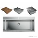 Artinox Layer Workstation Kitchen Sink W1040 1TH Incl. Strainer, Chopping Board, Small Sink, Stainless Steel