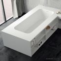 Domus Living Numisia Library 2100mm Freestanding Bath, Right Shelf, Matte White