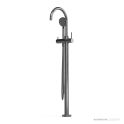 Faucet Strommen Pegasi Floor Mixer Curve with 90mm Round Handshower, Brushed Graphite