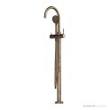 Faucet Strommen Pegasi Floor Mixer Curve with 90mm Round Handshower, Antique Brass Light