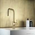 Faucet Strommen Pegasi M Sink Mixer Square Pull Out, Brushed Liberty Gold