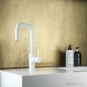 Faucet Strommen Pegasi M Sink Mixer Square Pull Out, Matte White
