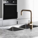 Faucet Strommen Pegasi M Sink Mixer Square Pull Out, Antique Brass Light