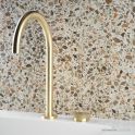 Faucet Strommen Zero Progresiv Knurl Hob Basin Mixer Tall Curve, Raw Brushed Brass