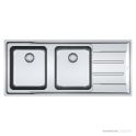 Franke Aton Flushmount Double Bowl Sink 1164mm, Right Drainer, Stainless ANX221RHD