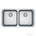 Franke Bell Flush & Under Mount Double Bowl Sink 840mm, Stainless BCX220-38/38