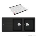 Franke Basis Topmount Double Bowl Sink 1160mm, 1th, Left Drainer, WWK, RM44, Matt Black BFG621MBLHD-FPC