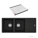 Franke Basis Topmount Double Bowl Sink 1160mm, 1th, Right Drainer, WWK, RM44, Matt Black BFG621MBRHD-FPC