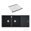 Franke Basis Topmount Double Bowl Sink 1160mm, 1th, Right Drainer, WWK, RM44, Onyx BFG621ONRHD-FPC