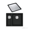 Franke Maris Granite Topmount 1 & 1/2 Double Bowl Sink 560mm, SBL, DT651, Matt Black MRG 660/34-15SBLMB-FPC