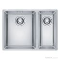 Franke Maris Top, Flush & Under Mount 1 & 1/2 Double Bowl Sink 591mm, SBR, HOF, WWK, Stainless MRX260-34/19 SBR