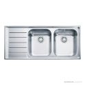 Franke Neptune Topmount Double Bowl Sink 1160mm, Left Drainer, Stainless NEX621LHD