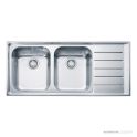 Franke Neptune Topmount Double Bowl Sink 1160mm, Right Drainer, Stainless NEX621RHD
