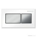 Geberit Square Pneumatic Flush Remote Buttons, Brushed Chrome with White Trim