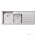 Oliveri Apollo Topmount 1 & 3/4 Double Bowl Sink 1200mm, 1th, Right Drainer, Stainless AP1411