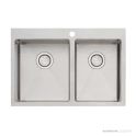 Oliveri Apollo Top, Flush & Under Mount 1 & 3/4 Double Bowl Sink 750mm, 1th, Stainless AP1425