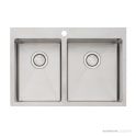 Oliveri Apollo Top, Flush & Under Mount 1 & 3/4 Double Bowl Sink 750mm, 1th, Stainless AP1426