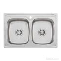 Oliveri Endeavour Top & Under Mount Double Bowl Sink 775mm, Stainless EE23TU 1TH