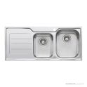 Oliveri Flinders Topmount 1 & 3/4 Double Bowl Sink 1080mm, Left Drainer, Stainless FL112 1TH