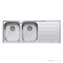 Oliveri Flinders Topmount Double Bowl Sink 1200mm, Right Drainer, Stainless FL171 1TH