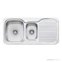 Oliveri Lakeland Topmount 1 & 1/2 Double Bowl Sink 980mm,1th, Right Drainer, Stainless LL126