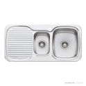Oliveri Lakeland Topmount 1 & 1/2 Double Bowl Sink 980mm,1th, Left Drainer, Stainless LL127