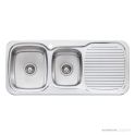 Oliveri Lakeland Topmount 1 & 3/4 Double Bowl Sink 1080mm, 1th, Right Drainer, Stainless LL136