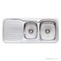 Oliveri Lakeland Topmount 1 & 3/4 Double Bowl Sink 1080mm, 1th, Left Drainer, Stainless LL137