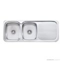 Oliveri Lakeland Topmount Double Bowl Sink 1200mm, 1th, Right Drainer, Stainless LL156