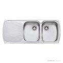 Oliveri Monet Topmount Double Bowl Sink 1200mm, Left Drainer, Stainless MO772 1TH
