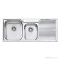 Oliveri Nu-Petite Topmount 1 & 3/4 Double Bowl Sink 1150mm, Right Drainer, Stainless NP611 1TH