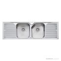 Oliveri Nu-Petite Topmount Double Bowl Sink 1550mm, Double Drainer, Stainless NP653 1TH
