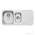 Oliveri Petite Topmount 1 & 1/2 Double Bowl Sink 980mm, Right Drainer, Stainless PE301 1TH