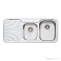 Oliveri Petite Topmount 1 & 3/4 Double Bowl Sink 1080mm, Left Drainer, Stainless PE312 1TH