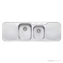 Oliveri Petite Topmount 1 & 3/4 Double Bowl Sink 1430mm, Double Drainer, Stainless PE341 1TH