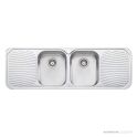 Oliveri Petite Topmount Double Bowl Sink 1430mm, Double Drainer, Stainless PE353 1TH