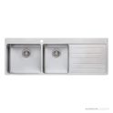 Oliveri Sonetto Topmount 1 & 3/4 Double Bowl Sink 1415mm, 1th, Right Drainer, Stainless SN1011