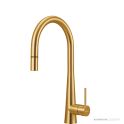 Oliveri Essente 251mm Pull Out Goose Neck Sink Mixer, Brushed Gold