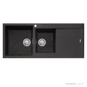 Oliveri Santorini Granite Topmount 1 & 3/4 Double Bowl Sink 1160mm, Right Drainer, 1th, Black ST-BL1511 OF